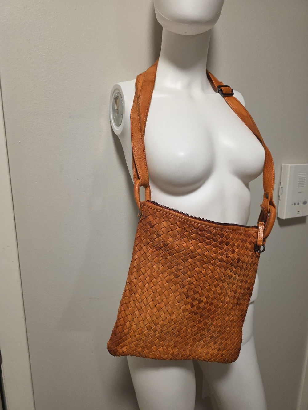 LATICO Woven Leather Crossbody Bag - Orange